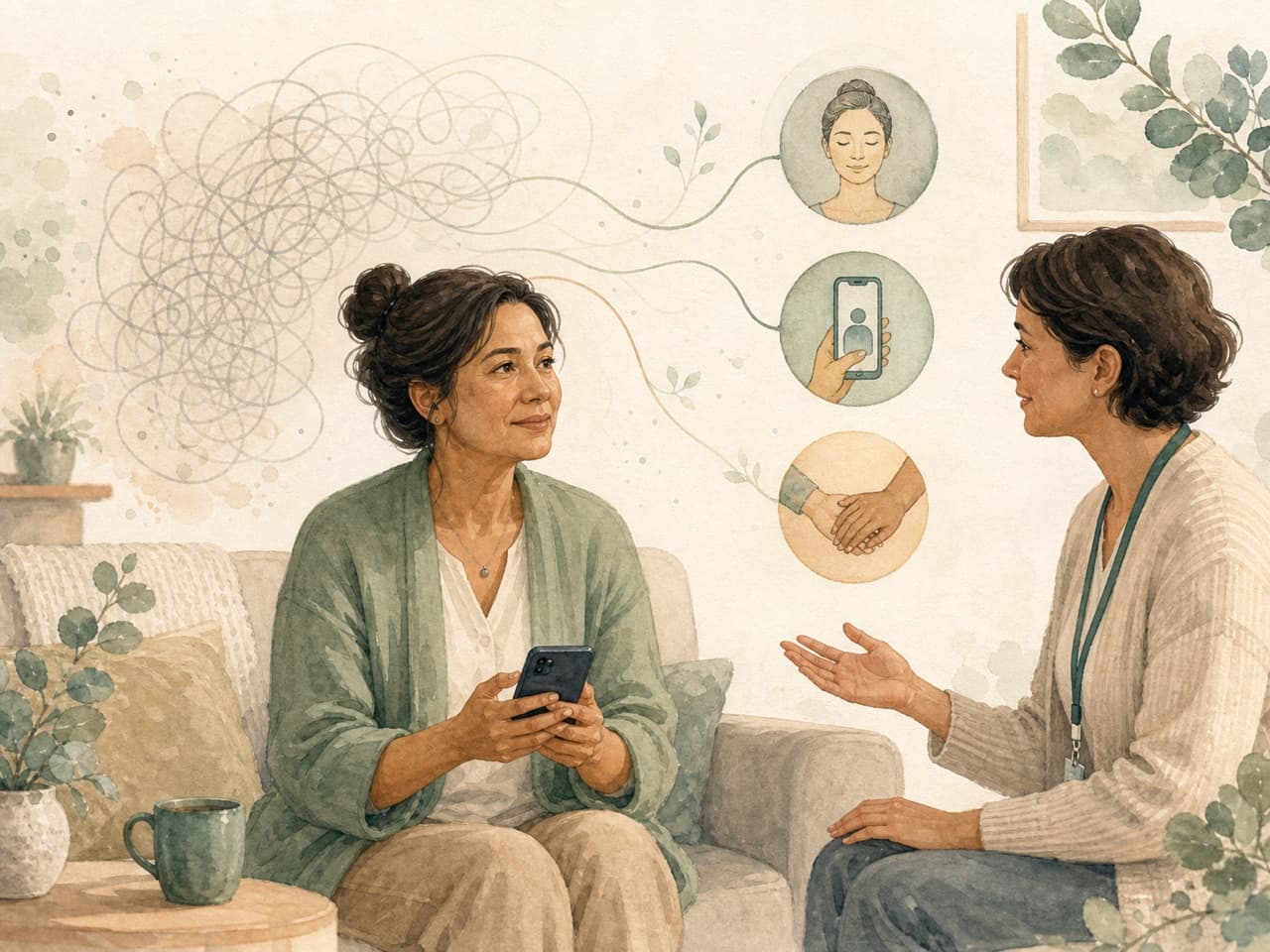 Confusing information resolving into three simple choices during a supportive conversation.